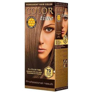 Color Time Permanente Haarkleur Gel | Verrijkt met koninginnengelei en vitamine C | Permanente Haarkleuring | Kleur 70 Donker Asblond | 100ML
