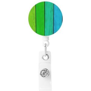 QGWDYYJQ Regenboog Gekleurde Houten Achtergrond Gedrukt Intrekbare Badge Houder Badge Reel Clip Met Sleutelhanger Riem Clip