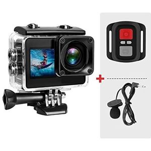 Action Camera, A10 Actie Camera 4k EIS Ultra HD 20MP 170D Onderwater Waterdichte Cam Touch Screen 4X Zoom Video go Sport Pro Cam Soepele Stabilisatie(Standard,Cam and Remote Mic)