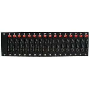 OSTENT Quad-Band GSM GPRS Modem Pool met Wavecom Q24PLUS Module 16 Poorten USB Interface Emulated COM/RS232 BIJ Commando's SMS MMS TCP/IP UK Plug Power Adapter