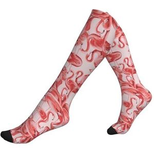 DEXNEL Flamingo Compressie Sokken Voor Mannen Vrouwen 20-30 Mmhg Compressie Sokken Voor Sport Ondersteuning Sokken, 1 zwart, Eén Maat