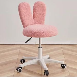 LXRHLIKG Fluwelen Ijdelheid Stoel, Comfortabele Armloze Make-up Tafel met Konijnenoor Leuning, in Hoogte Verstelbare Gestoffeerde Draaibare Ijdelheidsstoelen (Color : Pink)