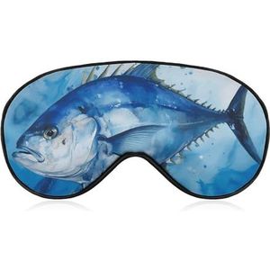Comfortabel oogmasker voor slaap, blauwe vis, bedrukte lichtblokkerende oogbedekking met verstelbare riem, ooglapjes, blinddoek voor kantoor, dutje en reizen