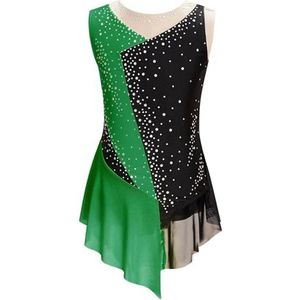 AMENGJ Gymnastiek turnpakje meisjes jumpsuit gymnatics badpak voor ballet turnpakjes lyrisch dansen kunstschaatsen kostuum pure mesh bodysuit danskleding, Groen, 14