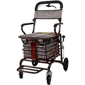 Rollator Winkelwagen voor ouderen met vier wielen, multifunctionele leuning met rem, verstelbare rugleuning, rollende trolley verlangen naar volle maan
