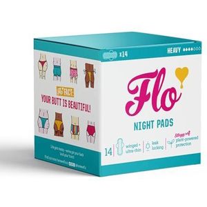 FLO Organische bamboe maandverband voor dames, met vleugels, biologisch afbreekbare en ultradunne maandverband - 14 nachtkussens
