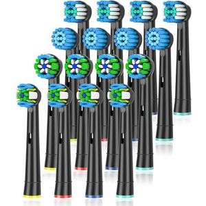 Qitizu Opzetborstels compatibel met Braun Oral b elektrische tandenborstel, 4 floss, 4 Precision, 4 Sensitive, 4 Efficient (zwart)