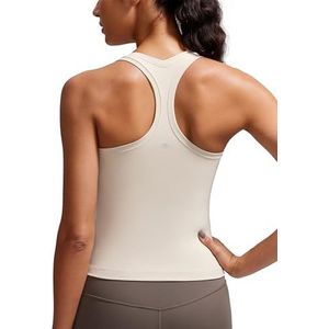CRZ YOGA Butterluxe Racerback Workout Tank Tops voor Vrouwen Mouwloze Gym Tops Atletische Yoga Shirts Camisole Mijn Tan XS