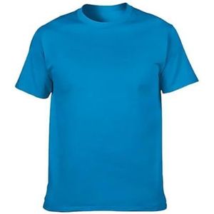 LQHYDMS Heren T-shirt Blank T-Shirt Mannen Korte Mouw Tshirts Effen Katoen Homme Tee Shirt Zomer Mannen Kleding Plus Size, Saffier Blauw, S
