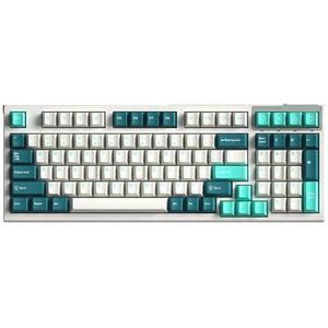 QPSJXN FL980 Mechanisch toetsenbord, 98 toetsen, RGB backlight, hot-swapping, drie modi, voor games en kantoorgebruik (Tri-Mode Ice Mint)