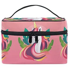 Schattige regenboog eenhoorn make-up tas voor vrouwen cosmetische tassen toilettas trein koffer