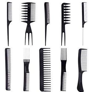DieffematicSZ kam 10 stks Zwart Kam Set Haarverzorging Salon Styling Tool Anti-Statische Haarborstel Kappers Kammen