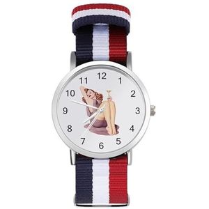 Pin-Up Meisje Automatisch Horloge voor Mannen Vrouwen Mode Quartz Horloge Armband Polshorloge voor Thuiskantoor