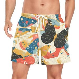Niigeu Camouflage Kleurrijke Butterlfy Insect Heren Zwembroek Shorts Sneldrogend met Zakken, Leuke mode, XL