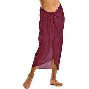 TOSKATOK® Sexy stijlvolle wikkelrok voor dames en meisjes, sarong pareo in effen kleuren, bordeaux, Eén maat