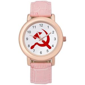 USSR Hammer Logo Horloges voor Vrouwen Mode Sport Horloge Dames Lederen Horloge