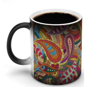 Paisley Geborduurd Patroon Aanpassen Magic Warmte Veranderende Mok Keramische Cup Koffie Mokken Warmtegevoelige Grappige Gift