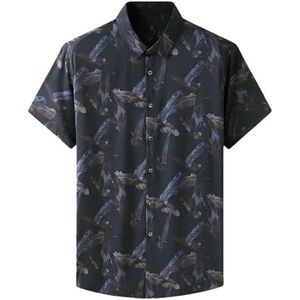 Dvbfufv Mannen Zomer Korte Mouw Shirt Mannen Print Strand Shirt Mannen Casual Shirt Mannelijke Kleding, 9207-zwart, XL