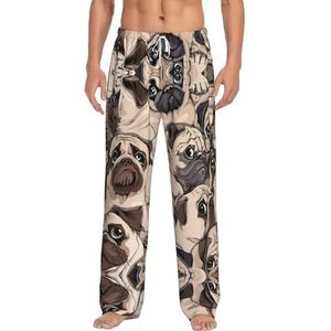 Hond 2 Heren Lange Lounge Wear Broek Nachtkleding Pyjama Bottoms Nachtkleding Nachtkleding Met Zakken En Trekkoord, Wit, S
