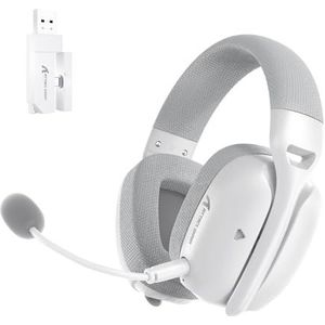 ATTACK SHARK L80PRO Gaming-hoofdtelefoon, draadloos, dubbele microfoon, verstelbaar, 3D-surround-geluid, licht met 20 ms, ultra-lage latentie, drivers 40 mm, 3 modi (2,4 G/BT5,3/bekabeld) voor pc