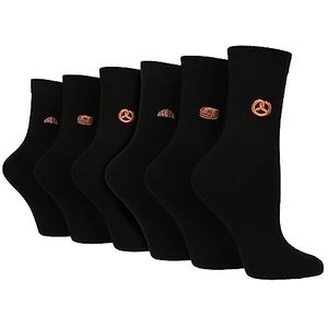 Wildfeet 6 Pack Womens zwarte nieuwigheid sokken leuke geborduurde crew sokken in katoen, Gebak, 37-42 EU