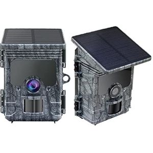 Wildcamera, Trailcamera 4k HD Met WiFi Solar Panel Powered Trail Camera Trap Night Vision Waterdicht IP66 Game Wildlife Camera's Monitor voor het monitoren van wilde dieren in de buitenlu