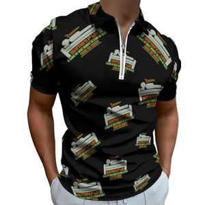 Newton's 1st Law - Now Go Away Poloshirts met halve rits voor heren, slim fit T-shirt met korte mouwen, sneldrogend golftops T-shirts XL
