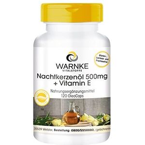 Teunisbloemolie 500mg + vitamine E - 120 OleoCaps capsules uit eigen productie - Met linolzuur en gamma-linoleenzuur - hoog gedoseerd, veganistisch | Warnke Vitalstoffe - Duitse apothekerskwalitei