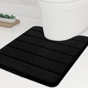 ZALHIN Toiletmat, traagschuim antislip zacht tapijt toilet, U-vorm 50 x 60 cm toilettapijt absorberende toiletbadmat, badkamer wasbare badmat voor toilet