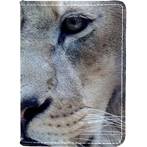 Paspoorthouder Beschermhoes PU Lederen Reisdocumenten Organizer Protector Close-Up Lion King of the Jungle, Meerkleurig, 10x14cm/4x5.5 in