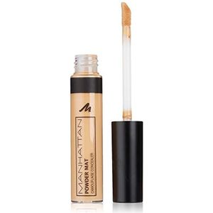 Manhattan Powder Mat Camouflage Concealer, 400 Tan, matte crème concealer met applicator tegen donkere kringen en onzuiverheden, 1 x 7 ml
