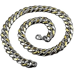 Geschenken voor mannen Heren biker punk zilver-goud roestvrijstalen ketting ketting 13 mm (Style : 20 inch (50cm))