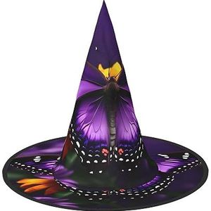 SSIMOO Paarse vlinder en bloem Halloween feesthoed, grappige Halloween-hoed, brengt plezier op het feest, maak je de focus van het feest