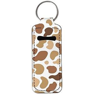 SEANATIVE Lippenstift Houder Sleutelhanger Bruin Koe Patroon Chapstick Sleutelhanger Houder Accessoires Clip op Mouw Voor Vrouwen Reizen