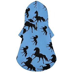 Silhouet Paard Leuke Hond Hoodie Print Huisdier Kleding Trui Jas met Hoed voor Kleine Honden Katten L