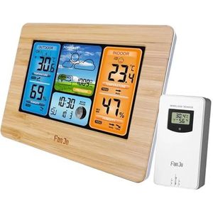 Multifunctioneel weerstation Wekker Thermometer Hygrometer Touchscreen Draadloze sensor Zonsopgang Zonsondergang Hygrothermograaf,Nauwkeurig voorspellen(FJ3373W)