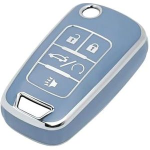 Sleutelbehuizing houder 5 Knoppen Sleutelhanger Cover Car Key Geval Flip Sleutelhanger Voor Buick Voor Encore Voor Camaro Voor Equinox Voor Impala Sonic GMC Terrain Sleutelbehuizing(Blue silver)