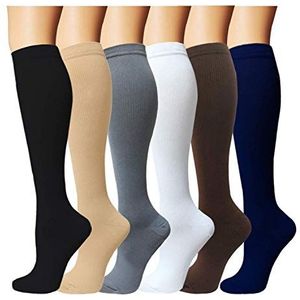 feifanshop Compressiekousen, 6 paar, trombosekousen, steunkousen reiskousen, uniseks