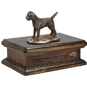 Border Terrier, Urn for Dog Ashes Memorial met Statue, Huisdier naam en citaat - ArtDog Gepersonaliseerd