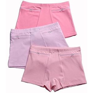 3 Pakken Dames Boxershort met Geheim Ritszakje Comfort Slip Zacht Ondergoed Dames Hoge Taille Onderbroek (Color : Multi-colored-3-Packs, Size : 4XL)