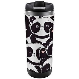 Schattige baby panda grappige koffiekop reismok theemokken met lekvrij deksel voor warme en koude dranken