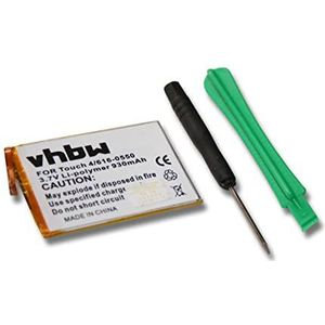 vhbw Li-polymeer batterij 930 mAh (3,7 V) voor MP3-speler, video Apple IPod Touch 4, 4G, 4e generatie, A1367 zoals 616-0550, 616-0551, 616-0552.