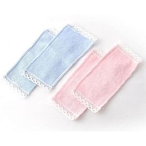 Melody Jane Poppenhuis 2 roze 2 blauwe kanten randen handdoeken miniatuur badkamer accessoire 1:12