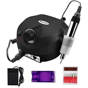 Nagelvijl elektrisch, Elektrische nagelboormachine set, professionele frees for manicure nagel, vijlen boren Gel Polish Remover Tools(Nero)