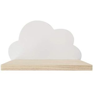 Soapow Zwevende planken muur opknoping plank eenvoudig te installeren boerderij diervormige houten plank voor thuiskantoor keuken (witte wolk)