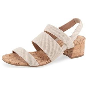 Aerosoles Chara sandaal met hak voor dames, Natuurlijke linnen elastische kurk, 9 UK Wide