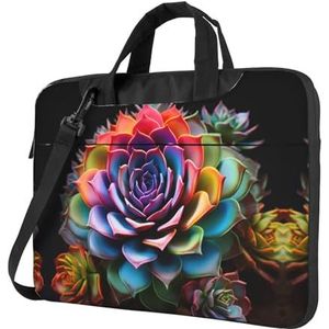 SSIMOO Herfst pompoen stijlvolle en lichtgewicht laptop messenger tas, handtas, aktetas, perfect voor zakenreizen, Kleurrijke Succulent1, 15.6 inch