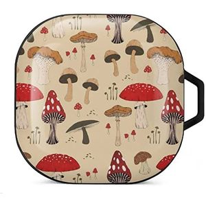 The Various Mushroom Art Earbuds Case Compatibel met Samsung Hard Shell Beschermhoes Zwart-Stijl