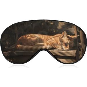 Comfortabel oogmasker voor slaap, oranje kat, slapen, bedrukt, lichtblokkerende oogbedekking met verstelbare riem, ooglapjes, blinddoek voor kantoor, dutje en reizen