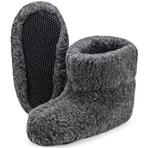 Unisex Puur Schapenwol Warm Wol Pantoffels Boots Schapenvacht OLE (45, Antraciet)